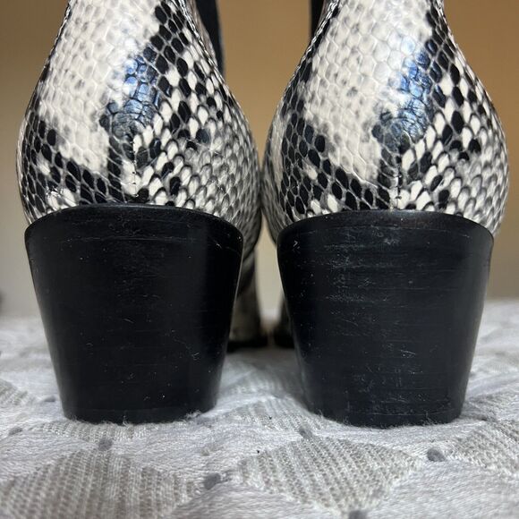 Paige Willa Cream & Black Snake Skin Print Leather Western Cowgirl Ankle Boot 9 - Picture 10 of 16